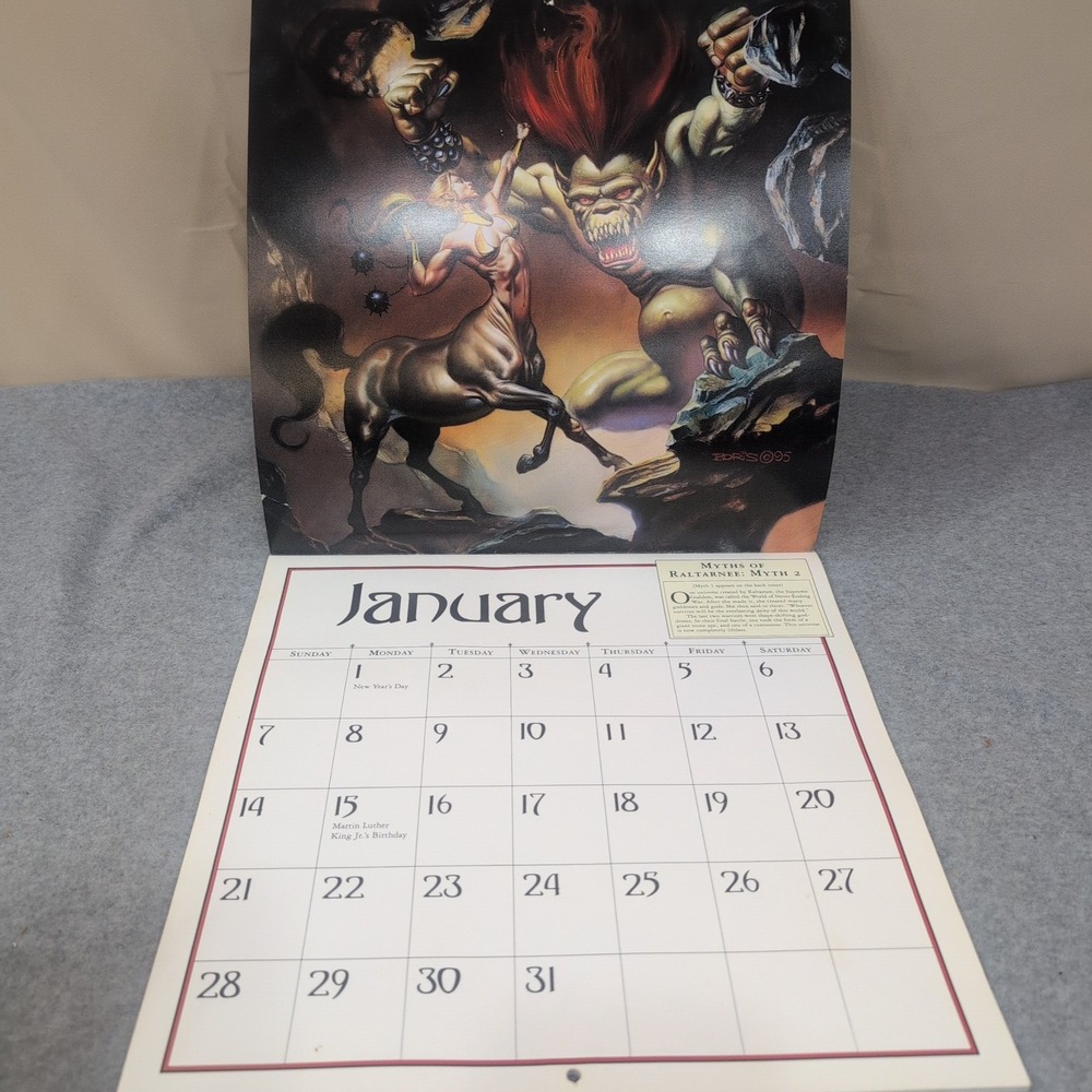 Boris Vallejo 1996 Fantasy Calendar Philip Jose Farmer Workman Publishing VG - Picture 2 of 3